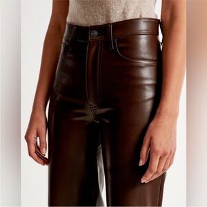 Abercrombie 90s straight brown leather pants